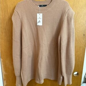 Tan Ribbed Crew Neck Sweater